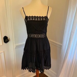 Black Lace Trim Spaghetti Sun Dress
